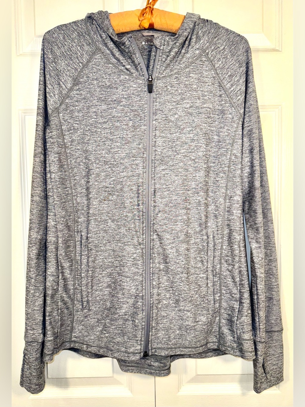 Athleta Pacifica Illume UPF Relaxed Jacket Gray Full Zip Hoodie Size Small EUC